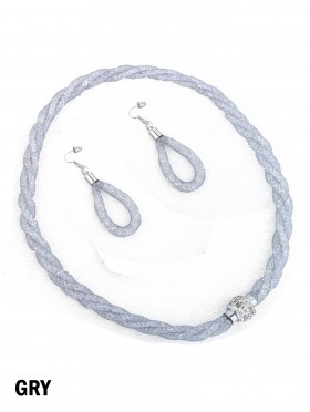 SPARKLE TWIST TUBE NECKLACE & EARRING SET